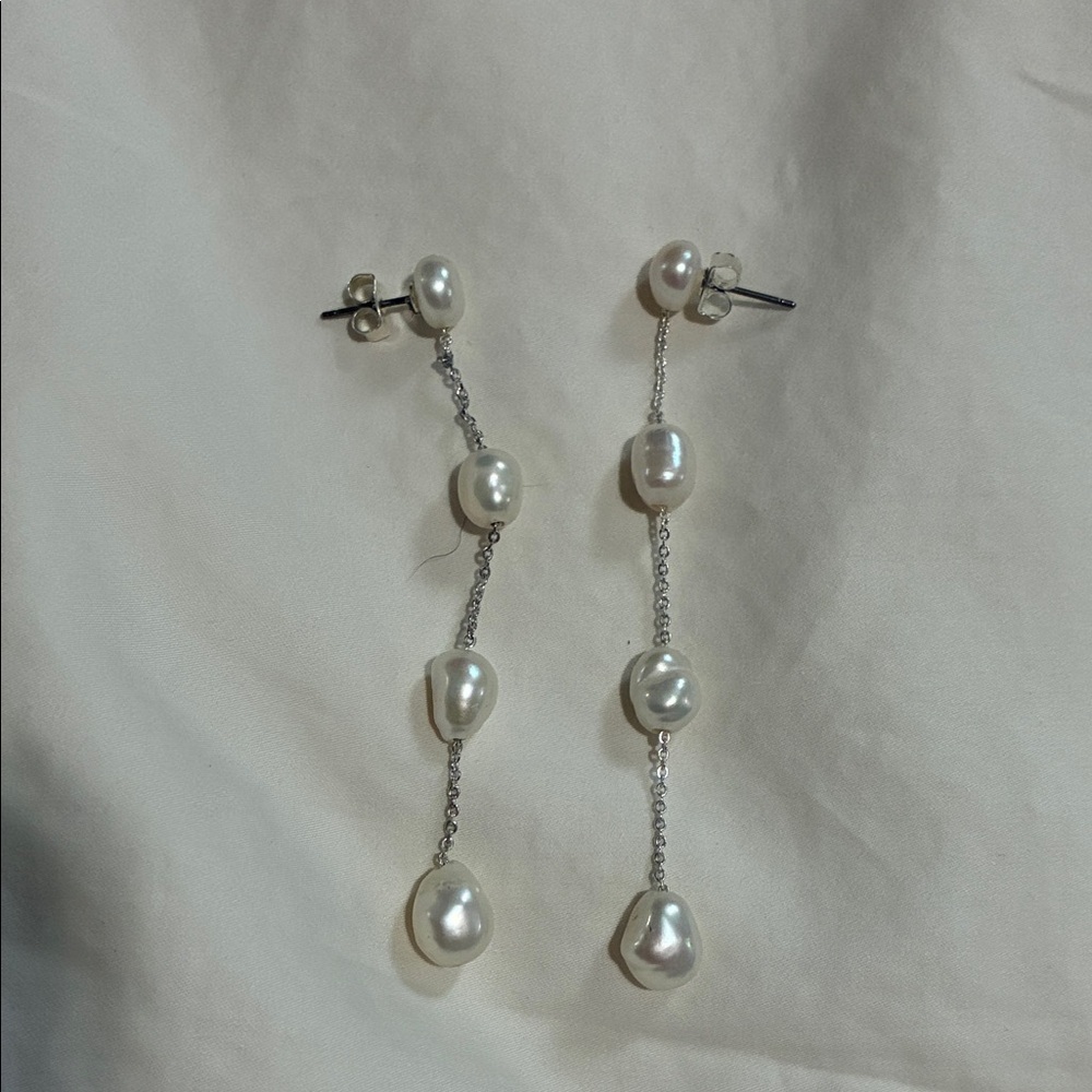 Elegant Floating Pearl Drop Earrings